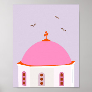 Santorini Travel Greklands Rosa och Lila Poster