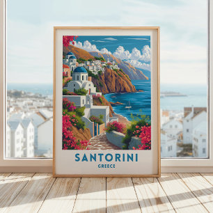 Santorini Travel Print Poster grekisk Wall Art