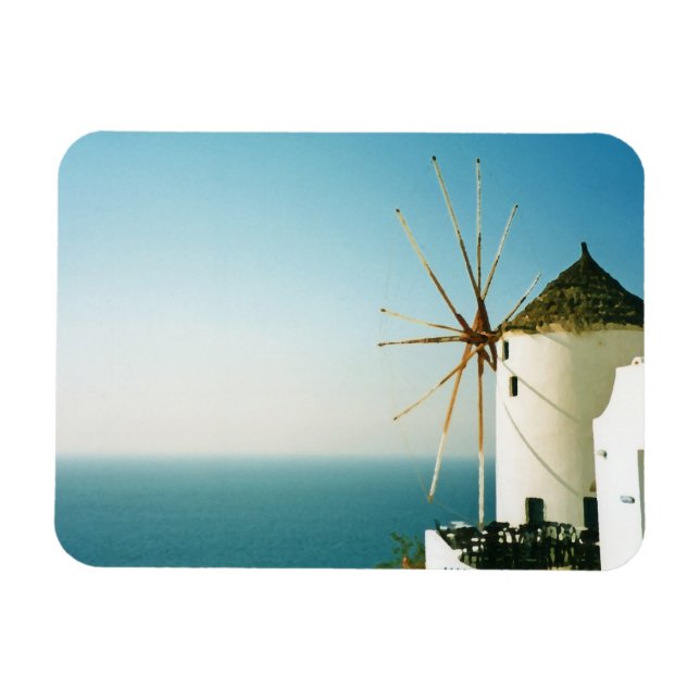 Santorini väderkvarn, Grekland Magnet (Horisontell)