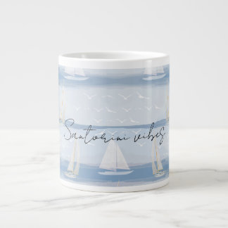 Santorini Vibes Ceramic Mug – Greek Island Sail Jumbo Mugg