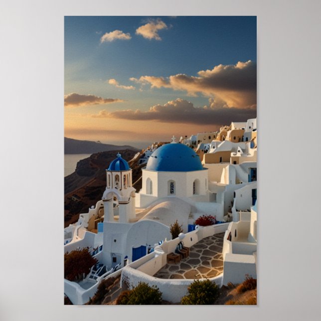Santorini - Vintage Resa Poster (Framsidan)