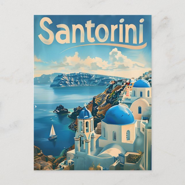 Santorini Vintage Vykort (Framsida)