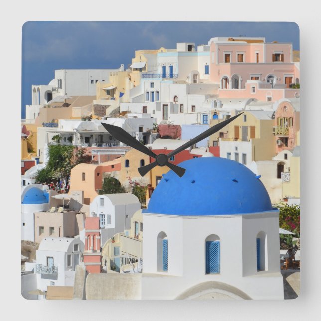 Santorini Wall Clock Fyrkantig Klocka (Framsida)