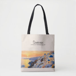 Santorini Watercolor Axelväska Tygkasse