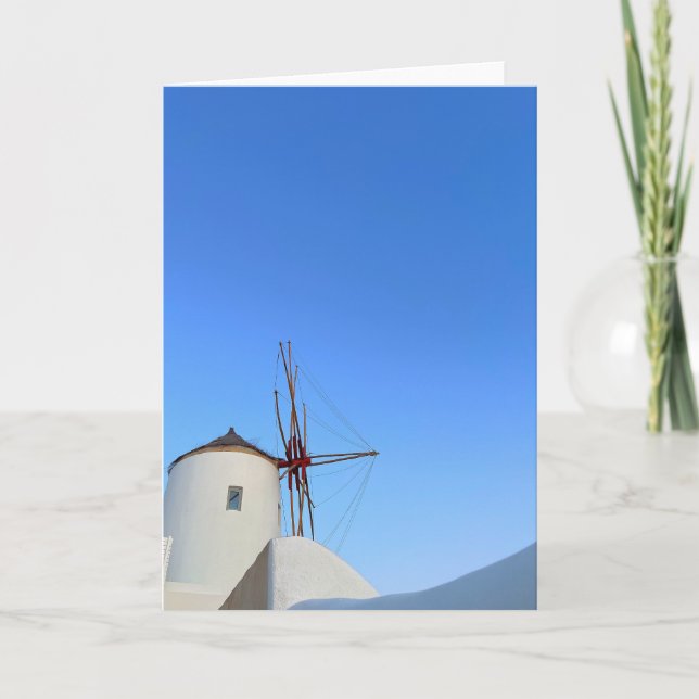 Santorini Windmills Oia Greece Photography Kort (Framsida)