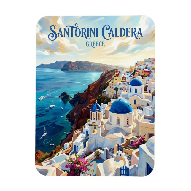 Santorinis kaldera Grekland Magnet (Vertikal)