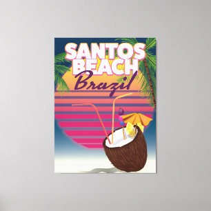 Santos strandbrazil vintage resor poster canvastryck