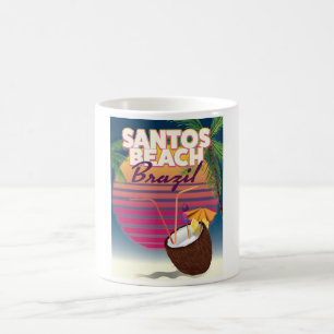 Santos strandbrazil vintage resor poster magisk mugg