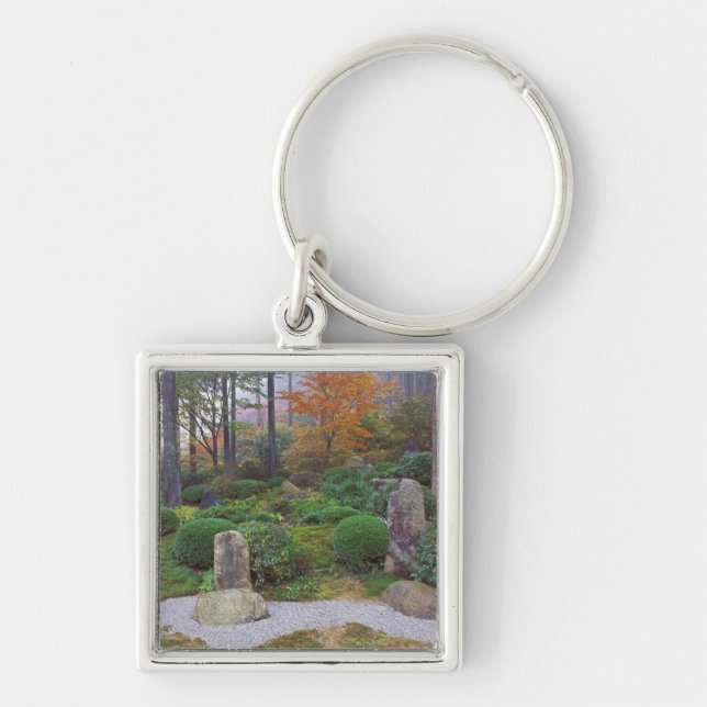 Sanzen-in Temple, Ohara, Kyoto, Japan 4 Fyrkantig Silverfärgad Nyckelring (Framsidan)