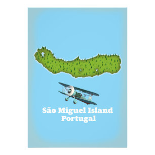 São Miguel Island Portugal karta Fototryck