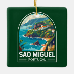 Sao Miguel Island Portugal Travel Art Julgransprydnad Keramik