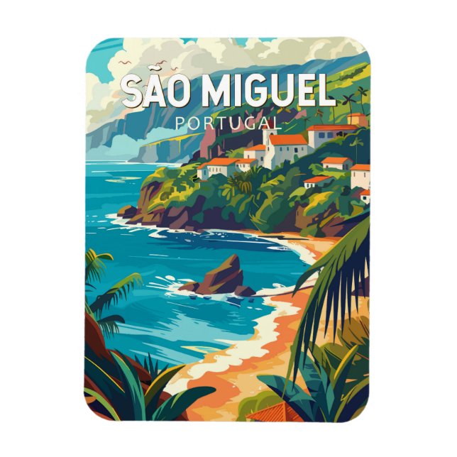 Sao Miguel Island Portugal Travel Art Magnet (Vertikal)