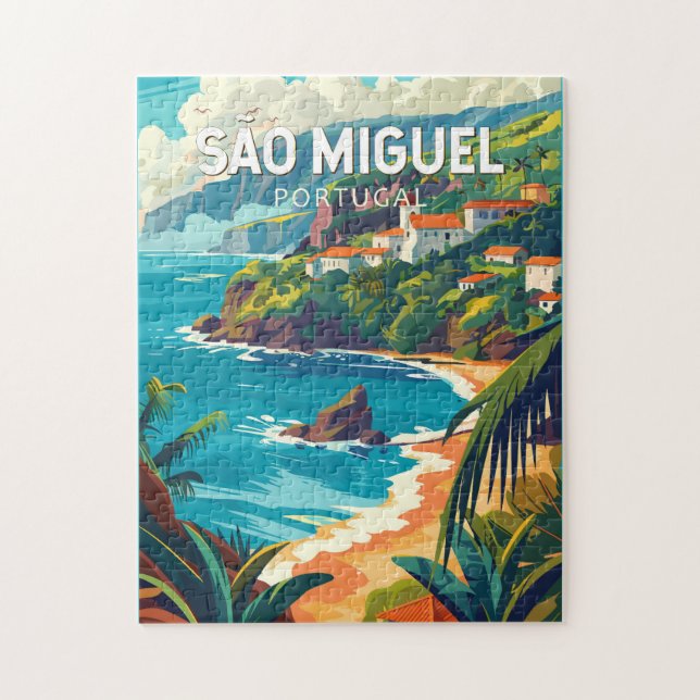 Sao Miguel Island Portugal Travel Art Pussel (Vertikal)