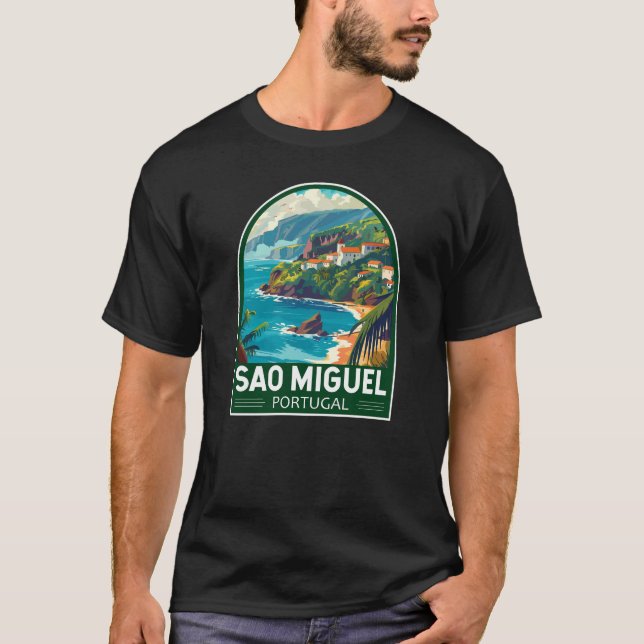 Sao Miguel Island Portugal Travel Art T Shirt (Framsida)