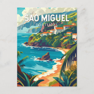 Sao Miguel Island Portugal Travel Art Vykort