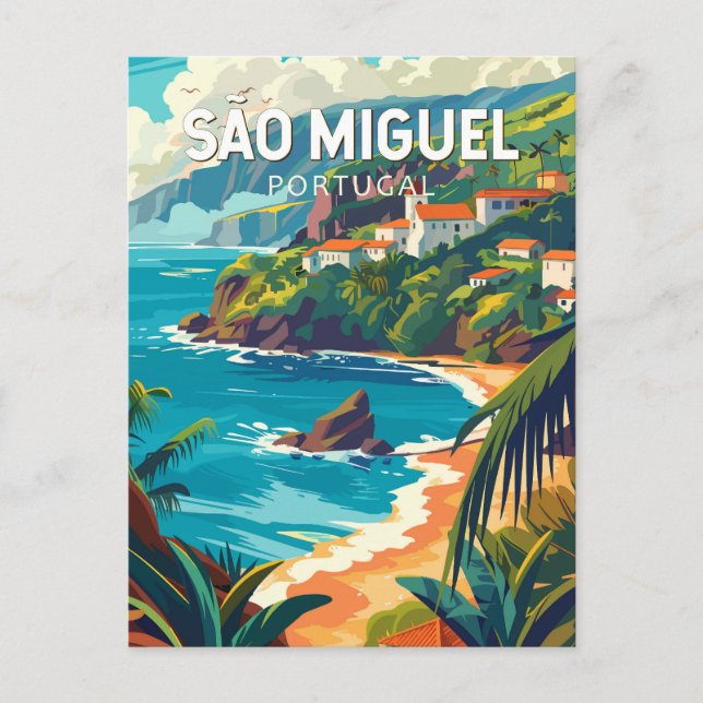 Sao Miguel-ön Portugal Resa Konst Vykort (Framsida)