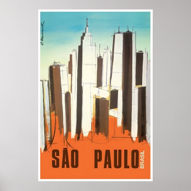 Sao Paulo Affisch Brasilien Stad Tryck Resa Konst (Framsidan)
