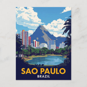 Sao Paulo Brasil Retro Stadssiluett Konst Vykort