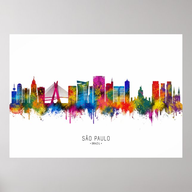 São Paulo Brasil Siluett Poster (Framsidan)
