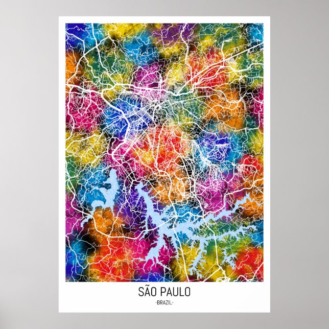 São Paulo Brasilien City Karta Poster (Framsidan)