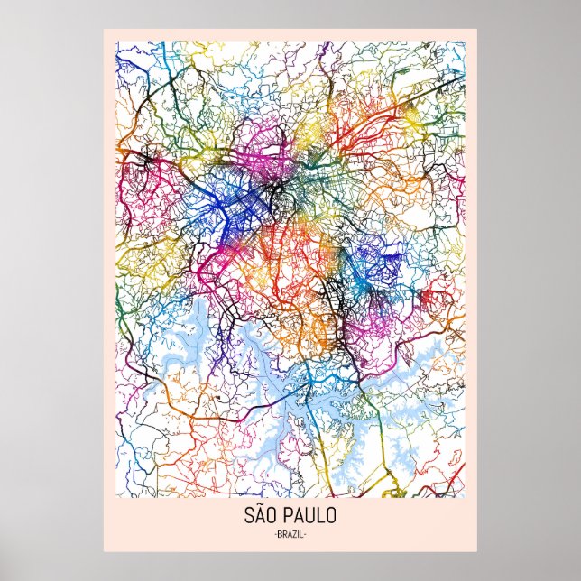 São Paulo Brasilien City Karta Poster (Framsidan)