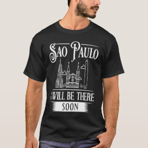 Sao Paulo Brasilien City Skyline Karta Travel T Shirt