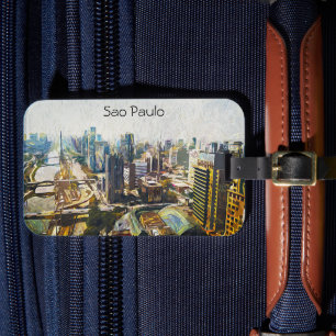 Sao Paulo Brasilien Cityscape Painting Bagagebricka