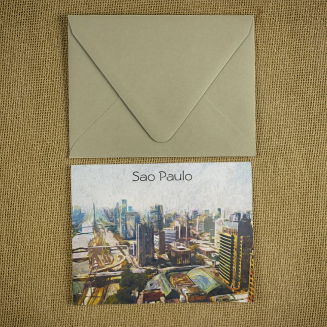 Sao Paulo Brasilien Cityscape Painting Vykort (sao paulo brazil panorama view postcard)