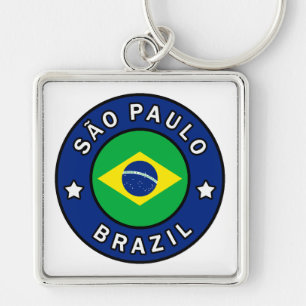 São Paulo Brasilien Fyrkantig Silverfärgad Nyckelring