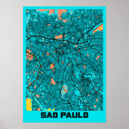 Sao Paulo - Brasilien Gloria City Karta Poster