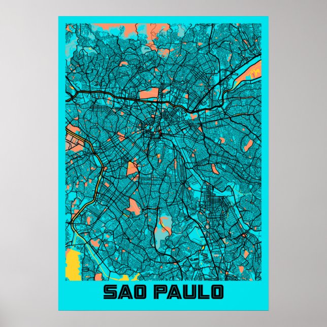 Sao Paulo - Brasilien Gloria City Karta Poster (Framsidan)