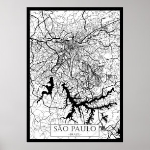 São Paulo Brasilien Karta Poster