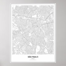 São Paulo, Brasilien, Poster Karta (Stil 2)