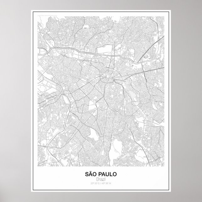 São Paulo, Brasilien, Poster Karta (Stil 2) (Framsidan)