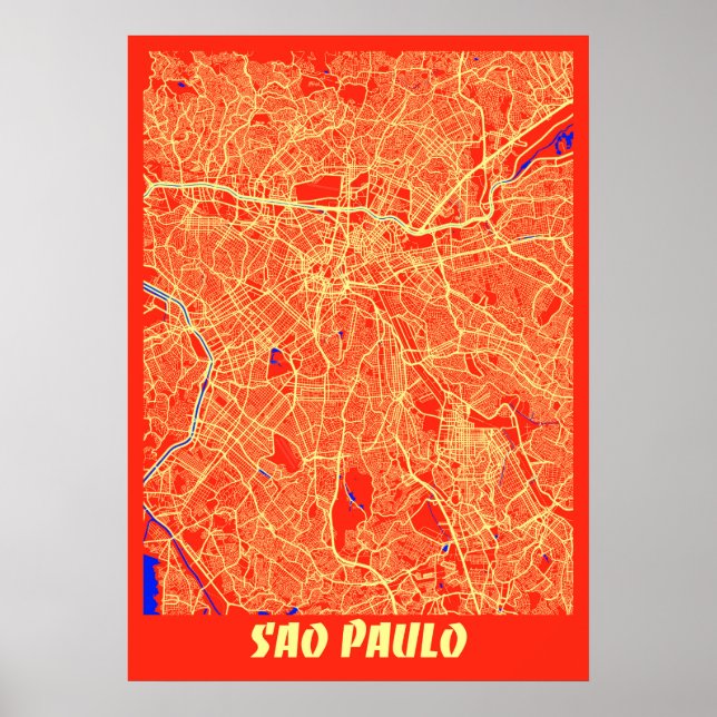 Sao Paulo - Brasilien Retro City Karta Poster (Framsidan)