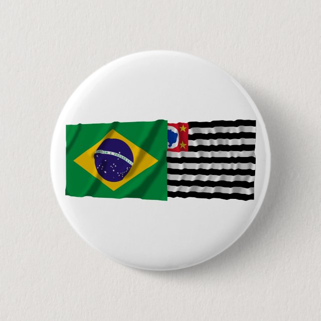 São Paulo & Brasilien som vinkar flaggor Knapp (Framsida)