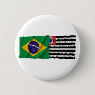 São Paulo & Brasilien som vinkar flaggor Knapp