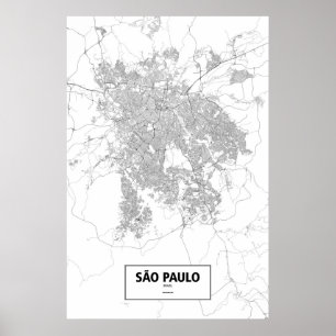 Sao Paulo Brasilien (svarten på vit) Poster