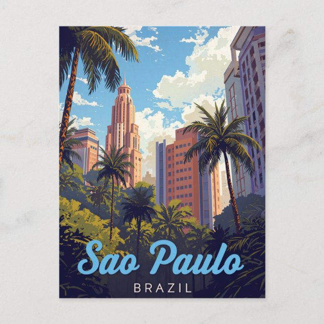 São Paulo Brasilien Tropisk Siluett Vykort (Framsida)