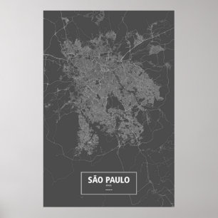 Sao Paulo, Brasilien (vit på svart) Poster