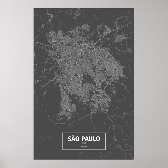 Sao Paulo, Brasilien (vit på svart) Poster (Framsidan)