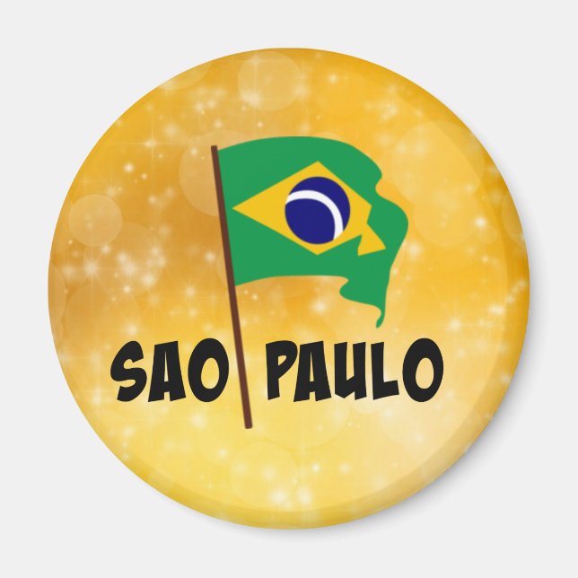 Sao Paulo, Brasiliens Flagga Magnet (Framsidan)