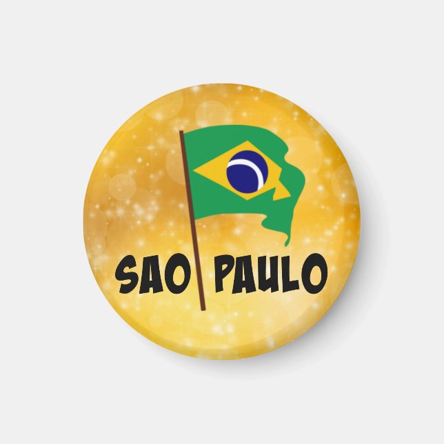 Sao Paulo, Brasiliens Flagga Magnet (Framsidan)