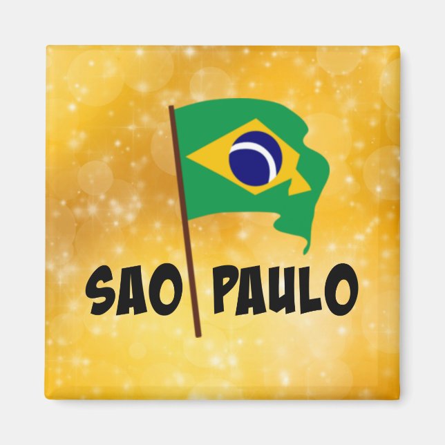 Sao Paulo, Brasiliens Flagga Magnet (Framsidan)