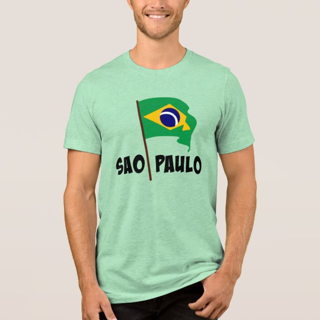 Sao Paulo, Brasiliens flagga, T Shirt (Framsida)