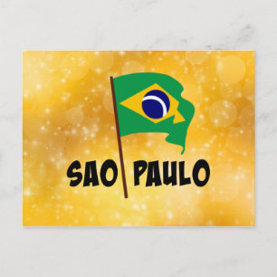 Sao Paulo, Brasiliens Flagga Vykort