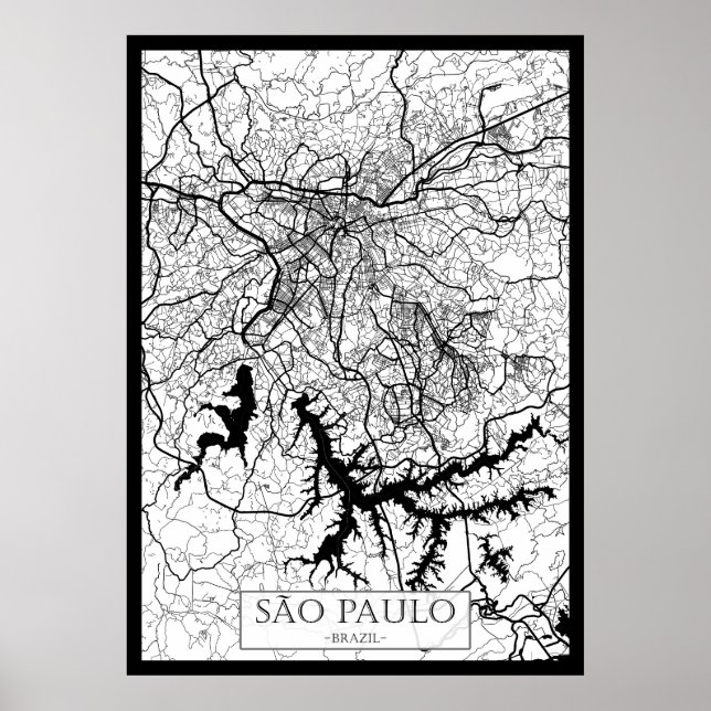 São Paulo Brazil Map Poster (Framsidan)