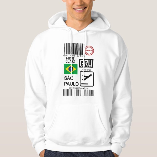 Sao Paulo Brazil travel ticket Hoodie (Framsida)