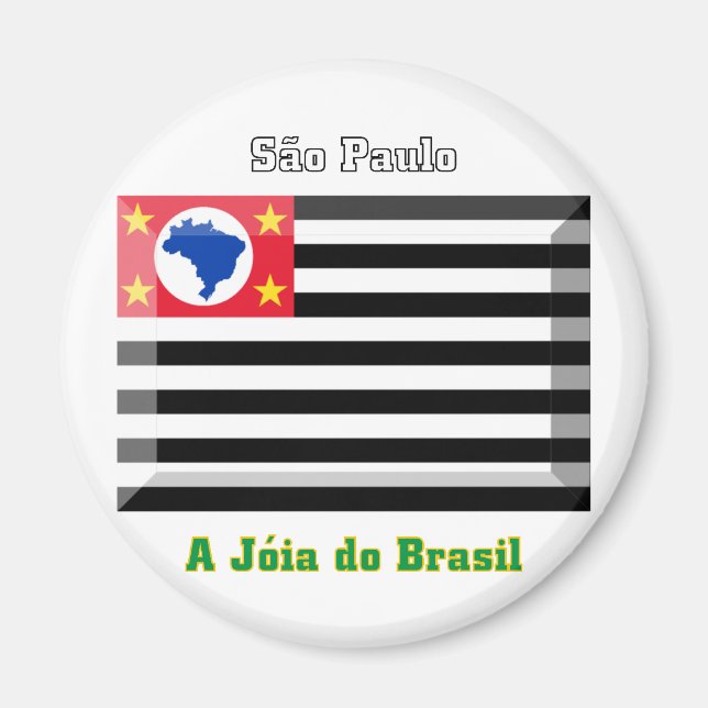 São Paulo Flagga Gem Magnet (Framsidan)