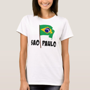 Sao Paulo, Flagga i Brasilien Tee Shirt